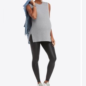 Spanx Mama Faux Leather Maternity Leggings Black